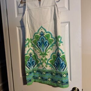 London Times Green and Blue A-Line Skirt Resort Wear